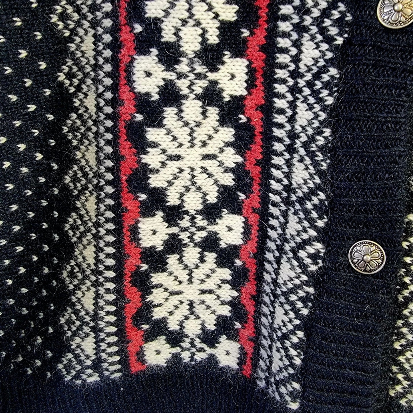 Vintage 90s Angora Cardigan Sweater Women Medium Christmas
