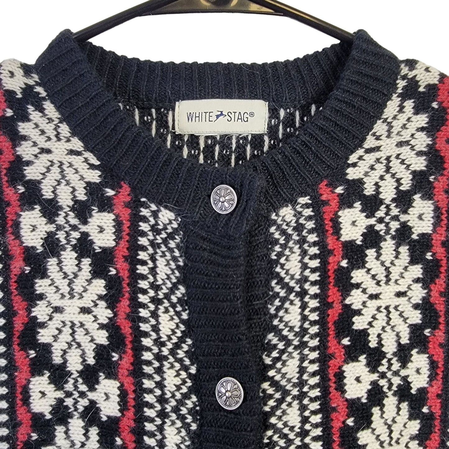 Vintage 90s Angora Cardigan Sweater Women Medium Christmas