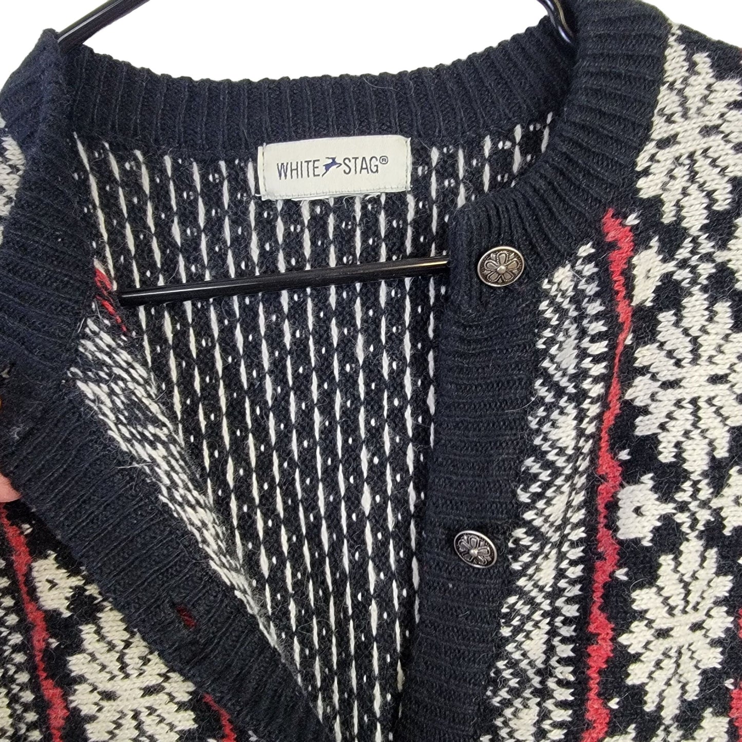 Vintage 90s Angora Cardigan Sweater Women Medium Christmas