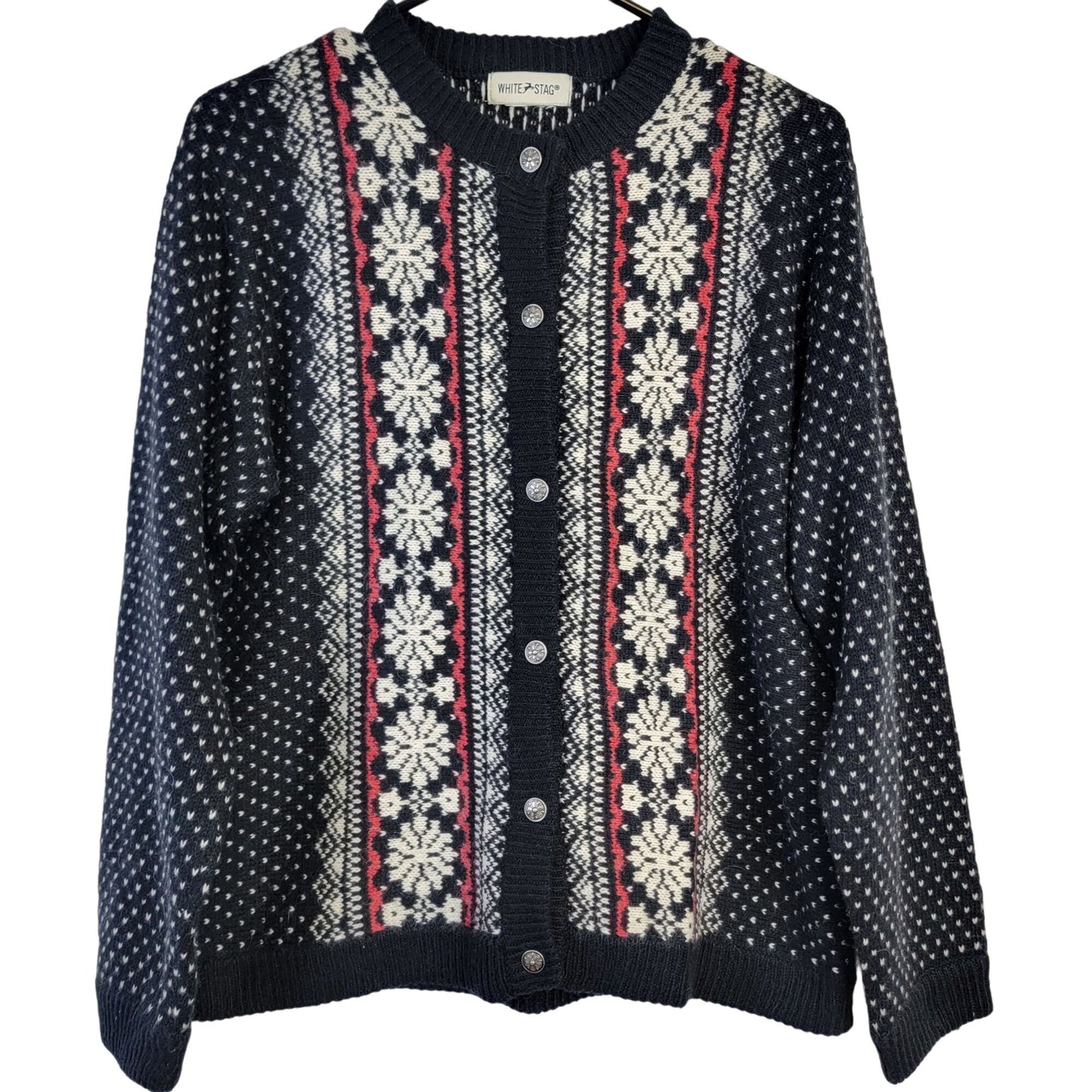 Vintage 90s Angora Cardigan Sweater Women Medium Christmas