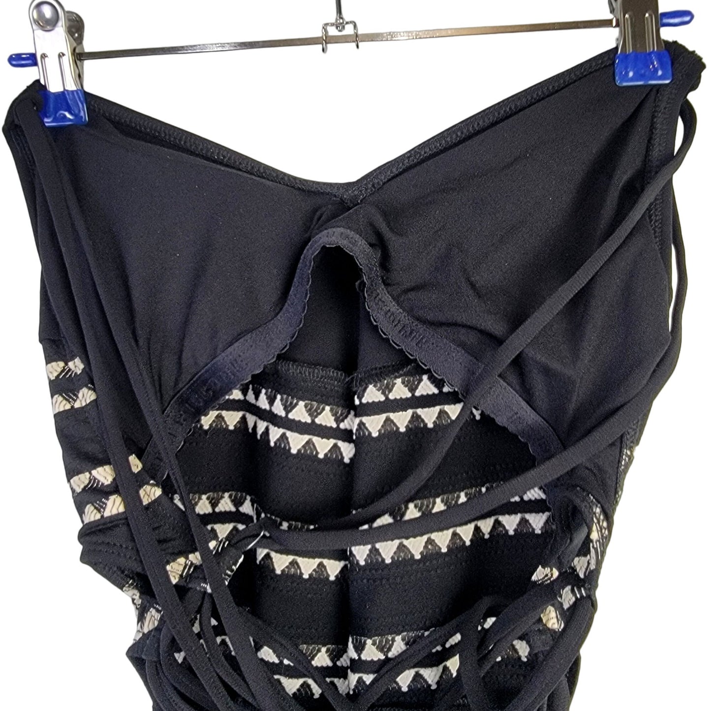 Robin Piccone Swimsuit Women 6 Small Black One Piece Lace Up Boho Swim