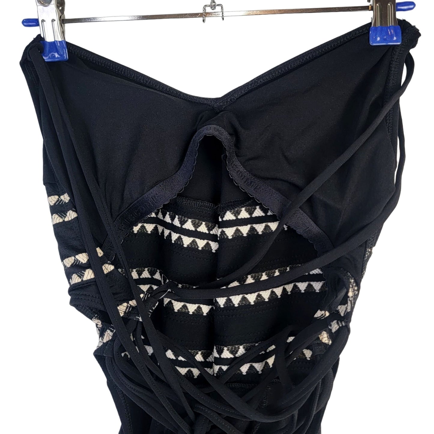 Robin Piccone Swimsuit Women 6 Small Black One Piece Lace Up Boho Swim