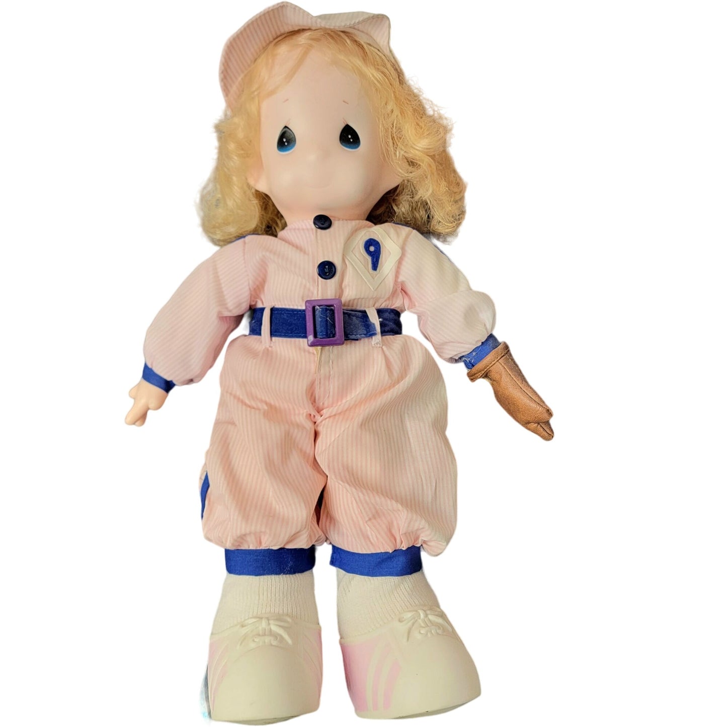 Precious Moments Vintage 90s Tracey Pink Baseball Glove Doll 15" 1994 Toy