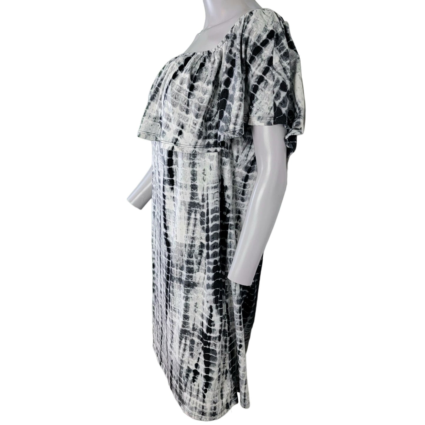 Tiered Knee Length Dress Women XL 14 Black White