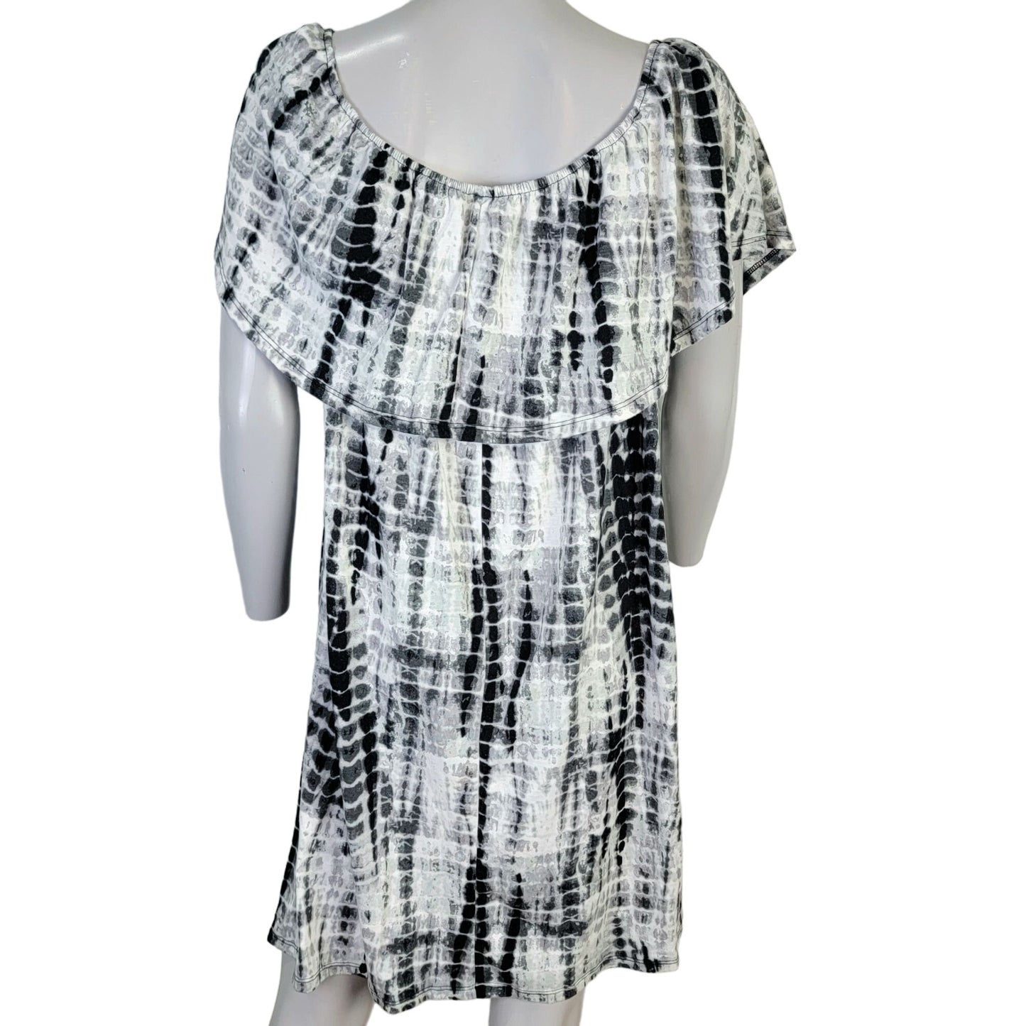 Tiered Knee Length Dress Women XL 14 Black White