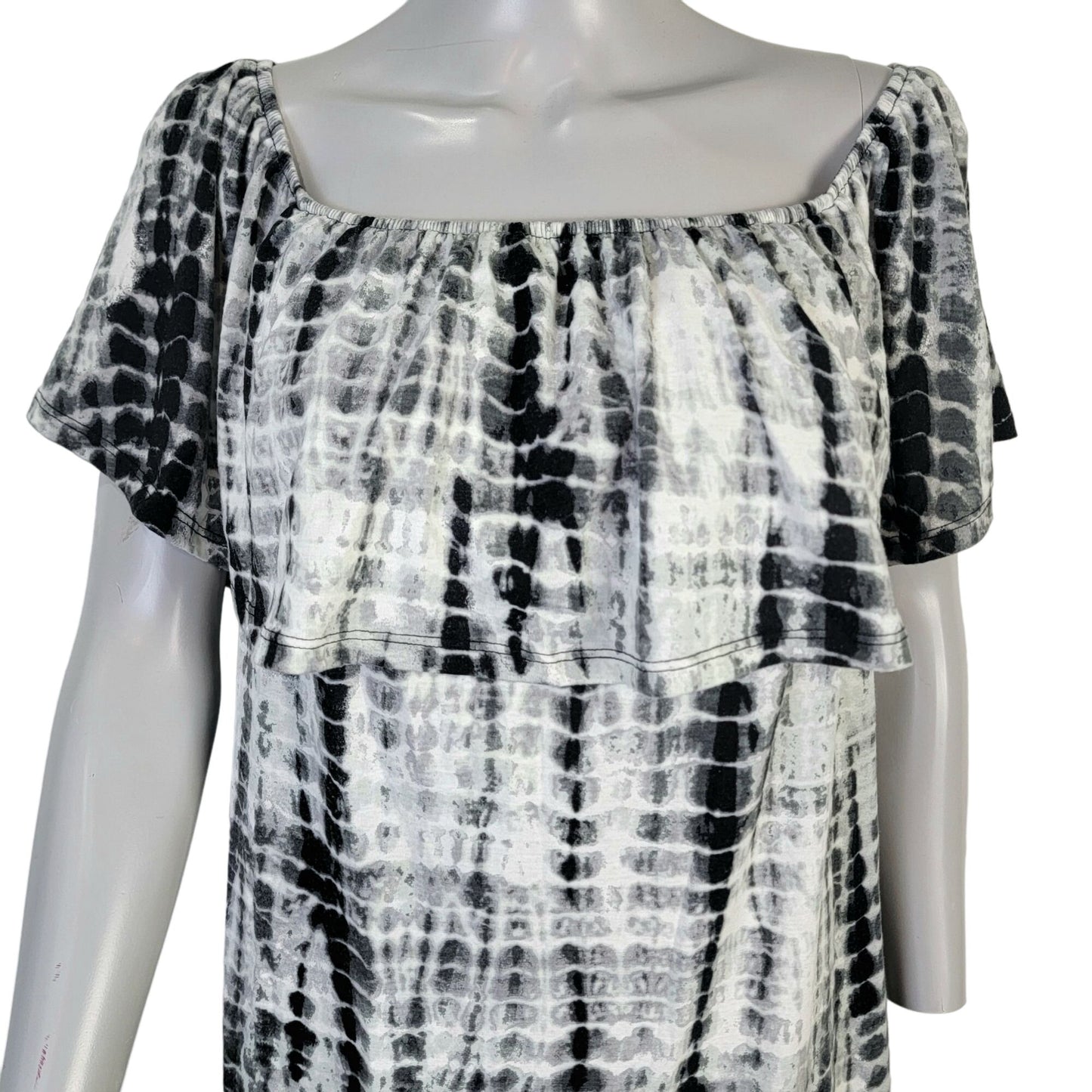 Tiered Knee Length Dress Women XL 14 Black White