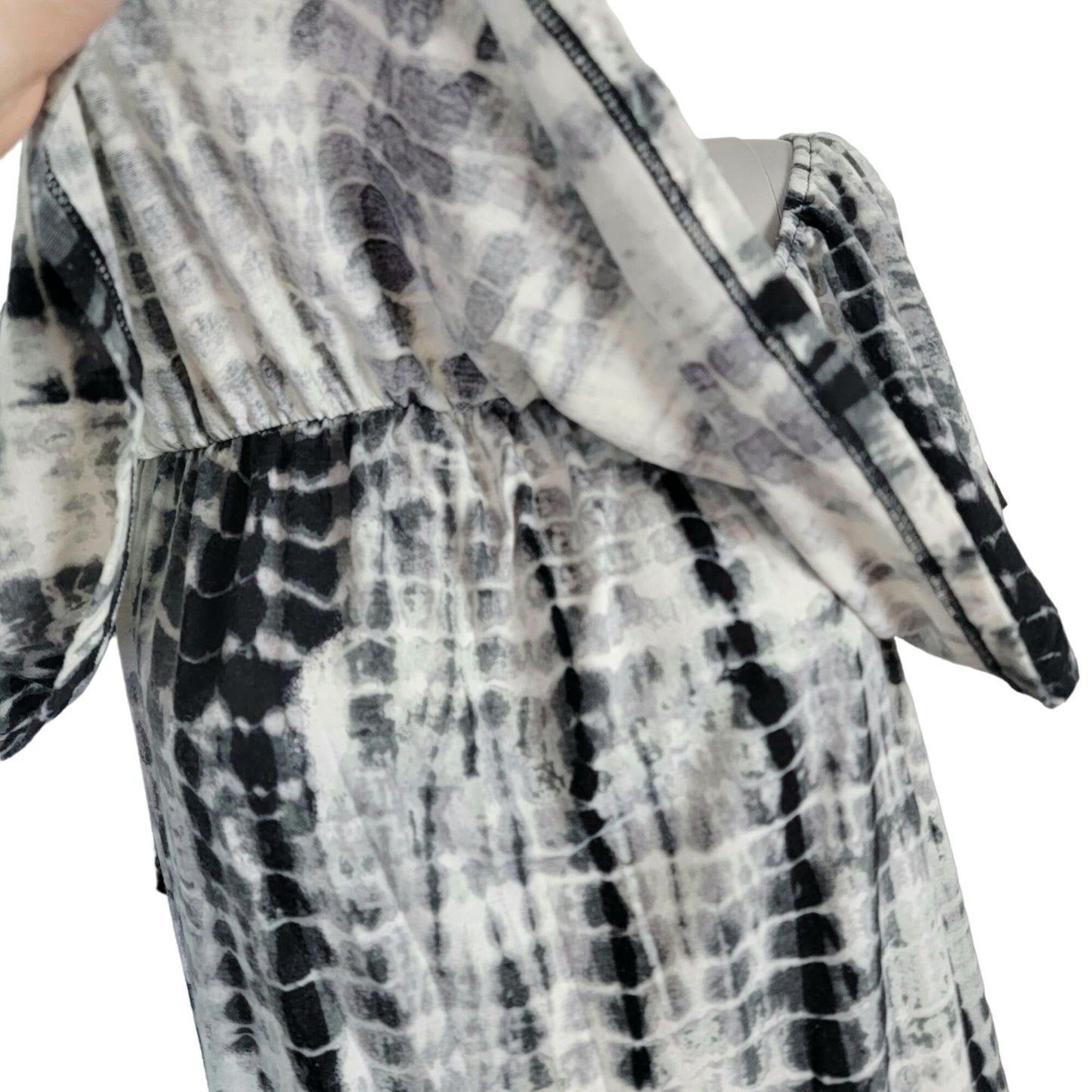 Tiered Knee Length Dress Women XL 14 Black White