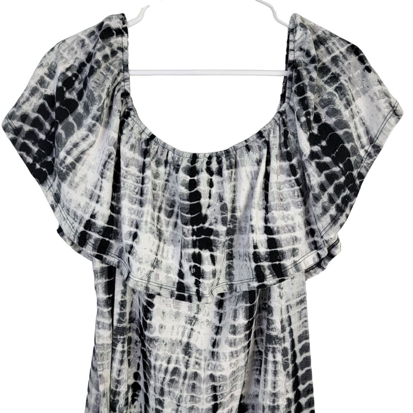 Tiered Knee Length Dress Women XL 14 Black White