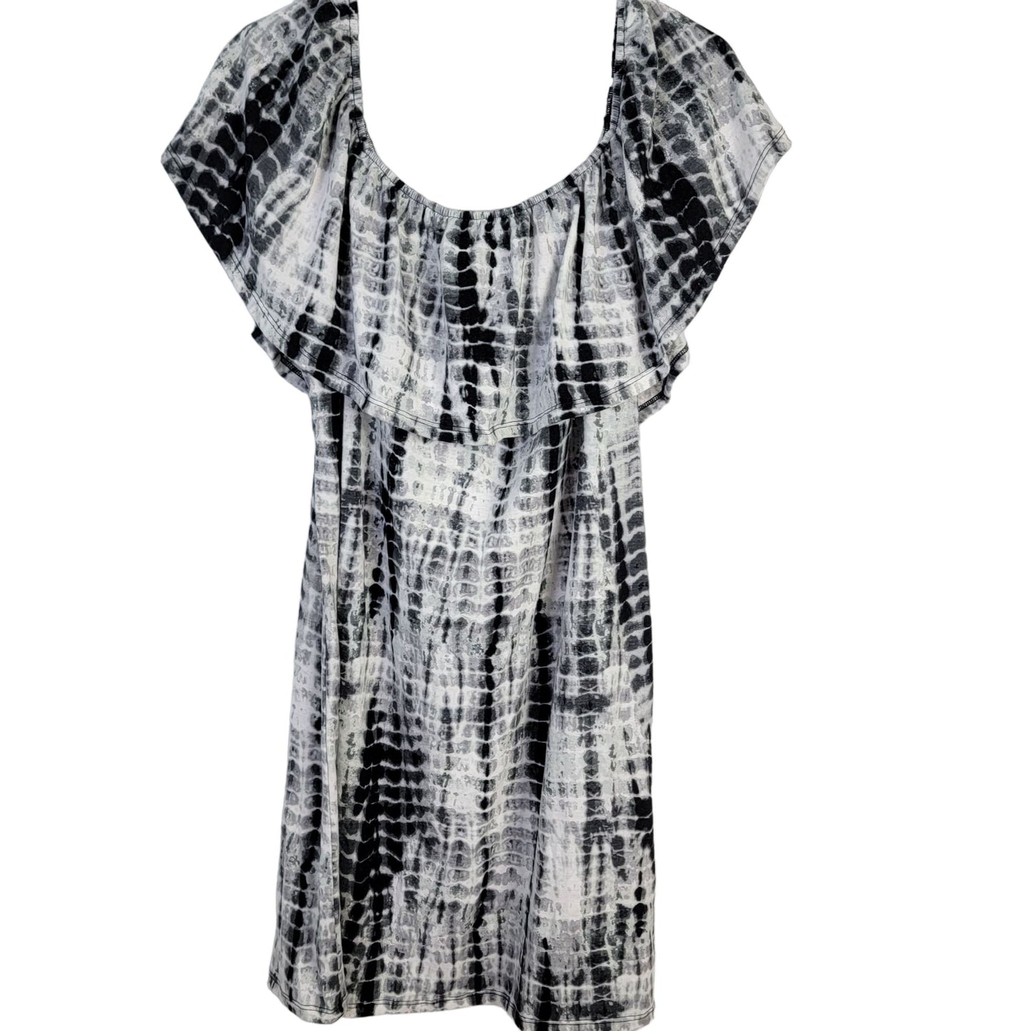 Tiered Knee Length Dress Women XL 14 Black White