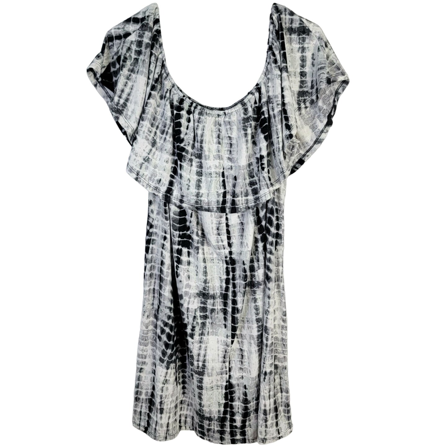 Tiered Knee Length Dress Women XL 14 Black White