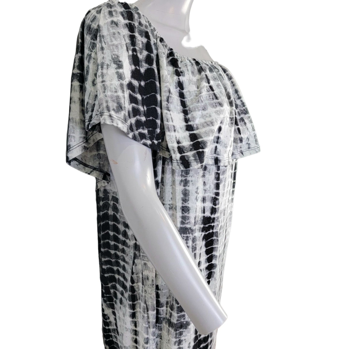 Tiered Knee Length Dress Women XL 14 Black White