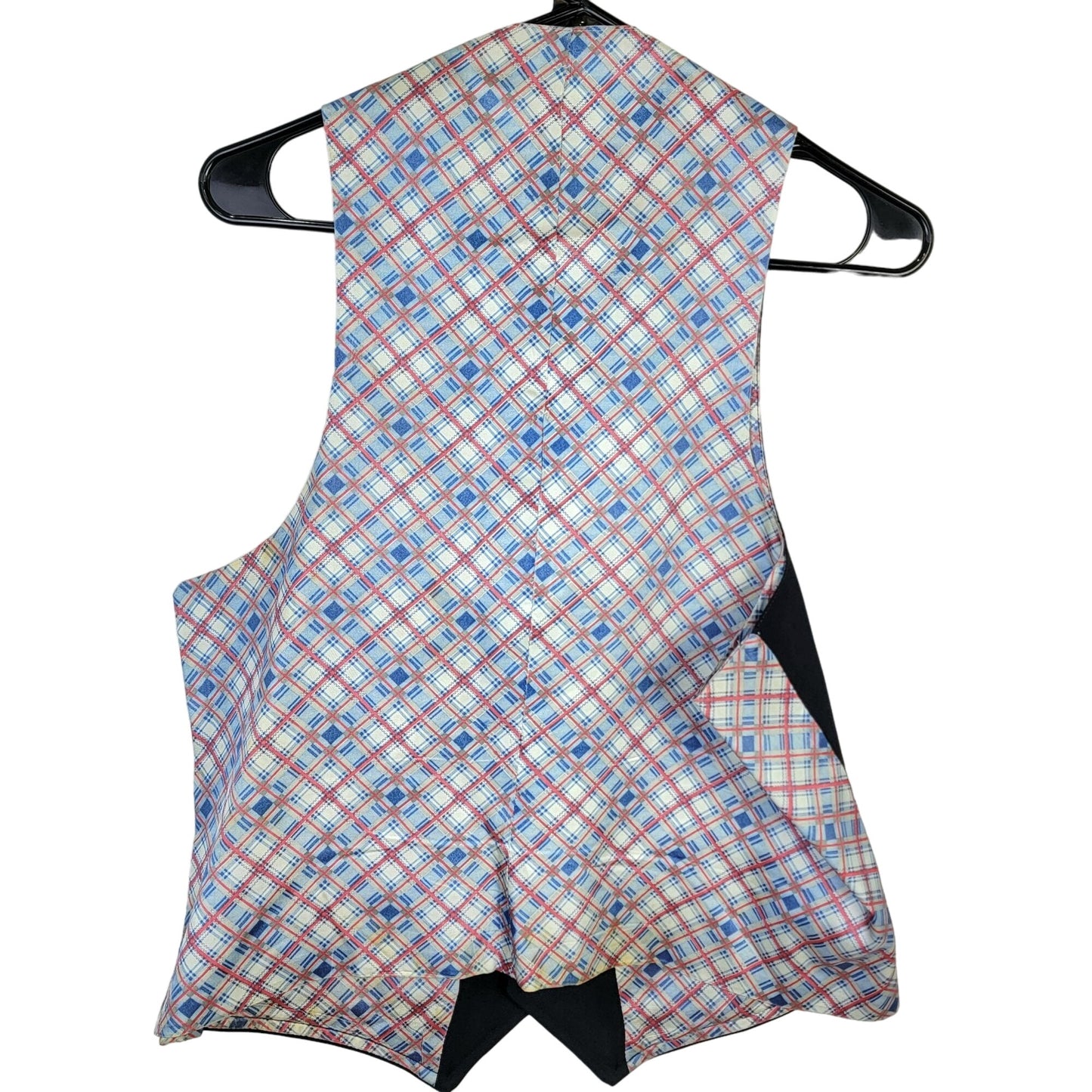 Vintage 70s Vest Men Medium Red White Blue Plaid