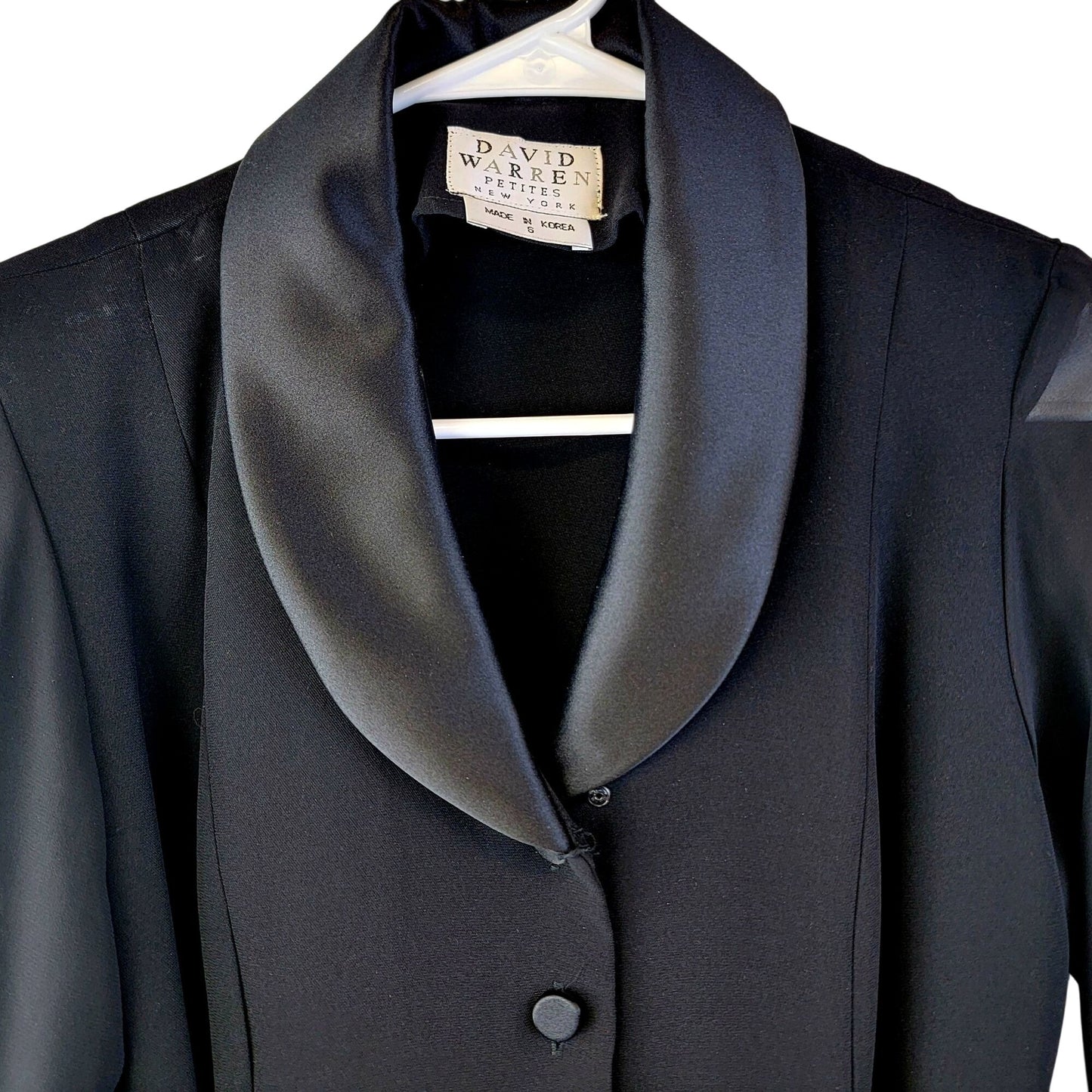 David Warren Vintage 80s Black Midi Dress Women 6 Satin Collar Formal Party Fall Halloween Gothic
