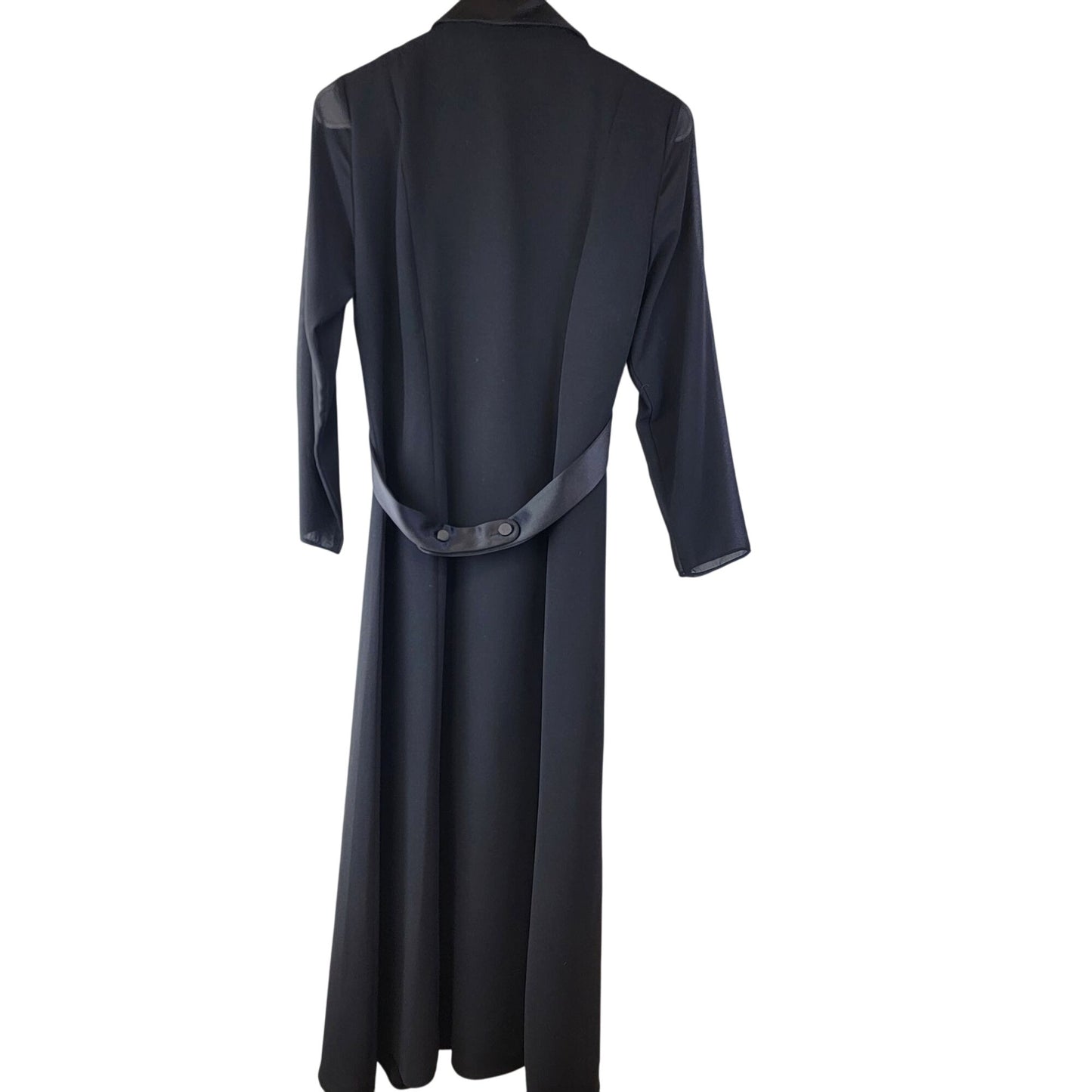 David Warren Vintage 80s Black Midi Dress Women 6 Satin Collar Formal Party Fall Halloween Gothic