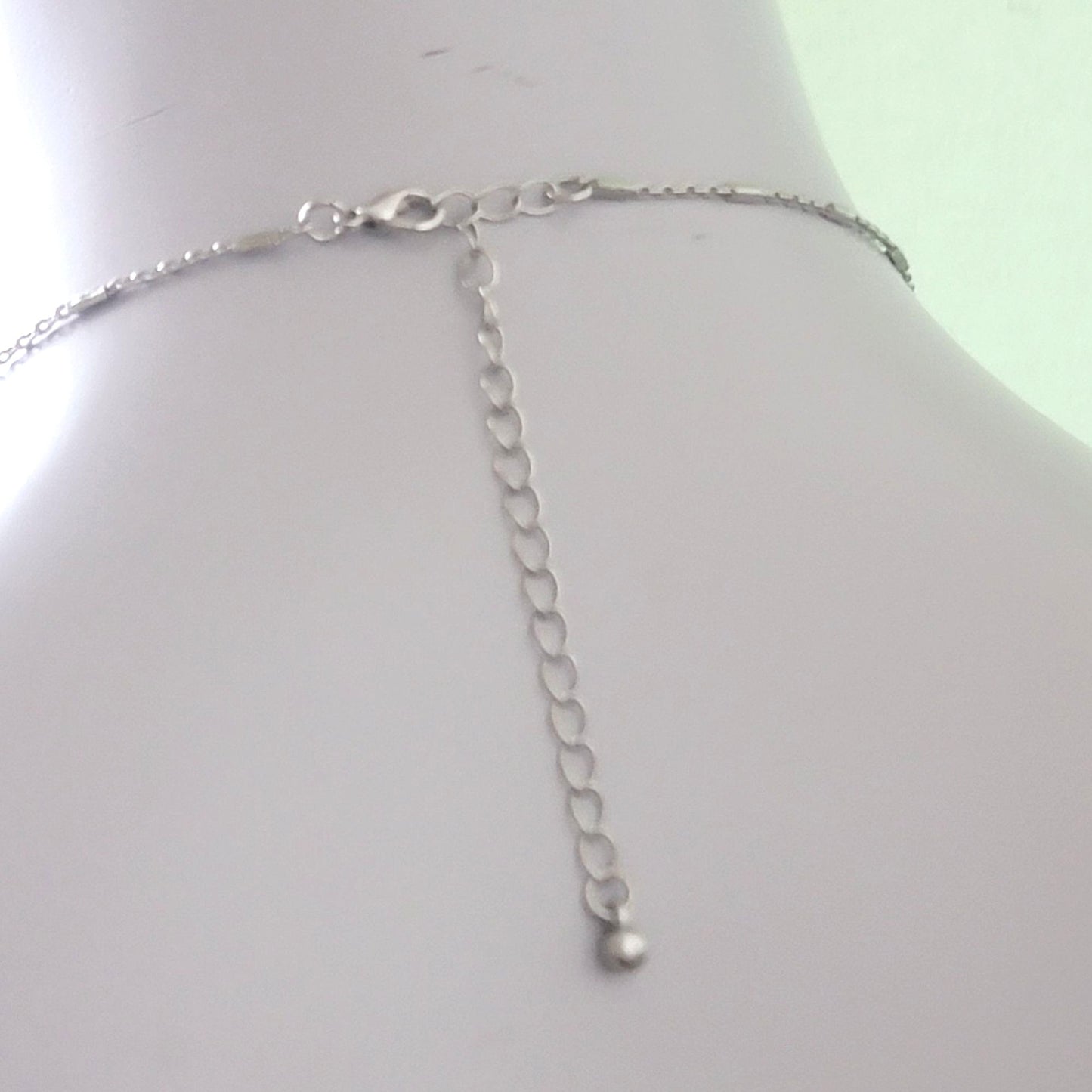 Iridescent Mandala Necklace Silver Tone Adjustable Chain Women Jewelry