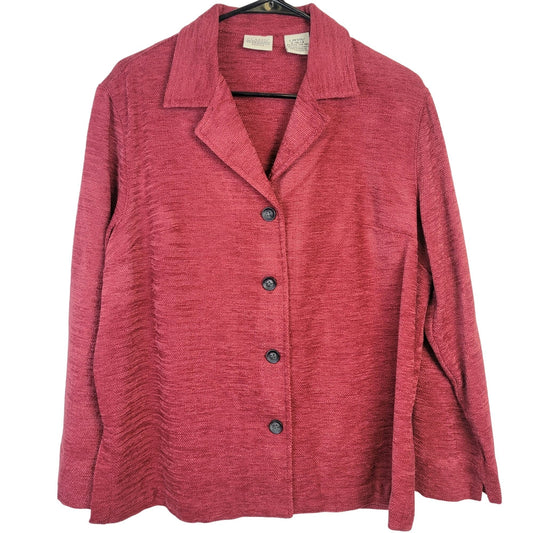 Vintage 90s Colorful Chenille Blazer Jacket Women Large Red
