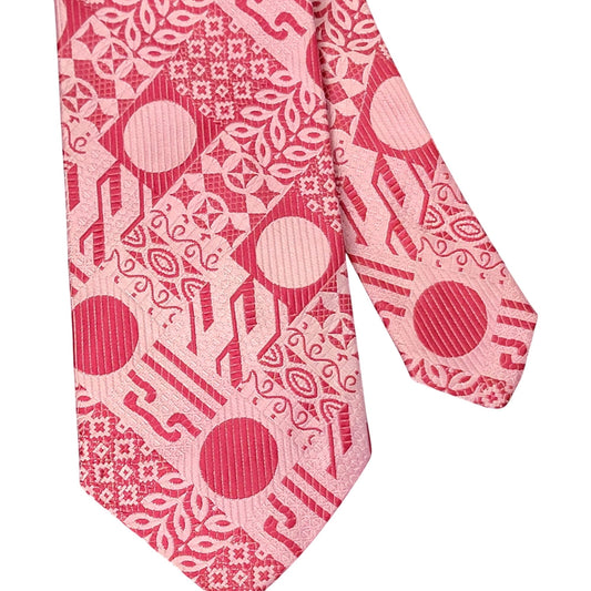 Vintage 60 Neck Tie Men Accessories Pink Geometric Colorful Formal Suit Necktie
