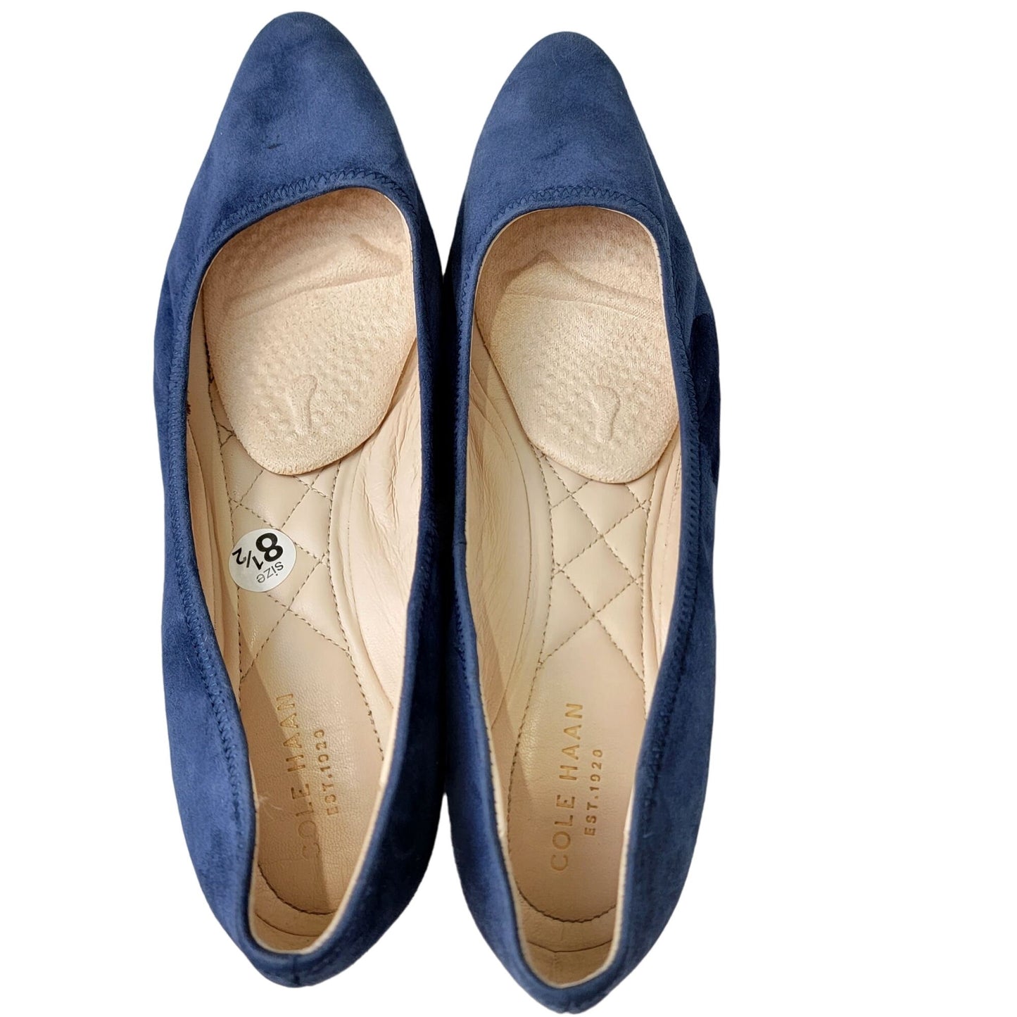 Cole Haan Leather Wedge Shoes Women 8.5 Blue Suede Loafer Slip On Cushioned 39
