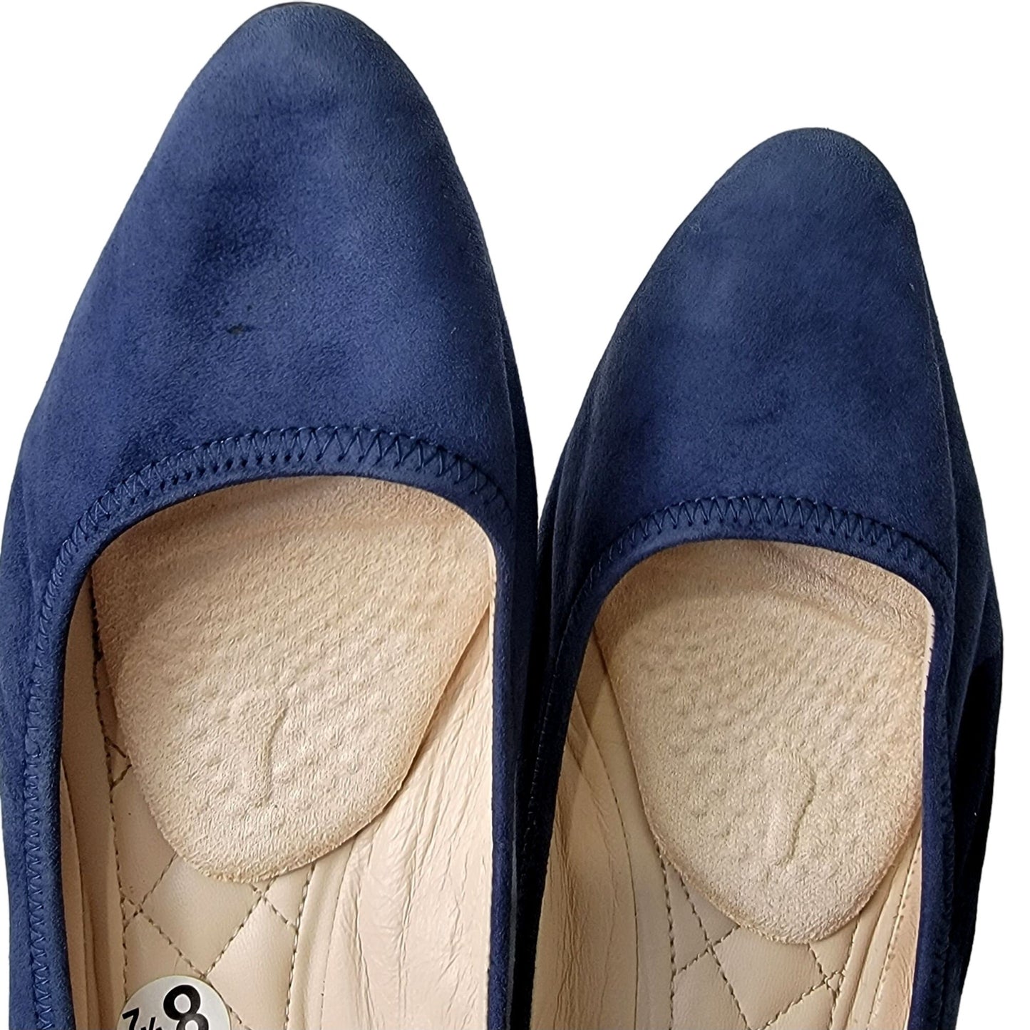 Cole Haan Leather Wedge Shoes Women 8.5 Blue Suede Loafer Slip On Cushioned 39