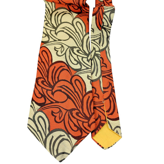 Vintage 70s Neck Tie Men Accessories Necktie Orange Black Abstract Formal Work