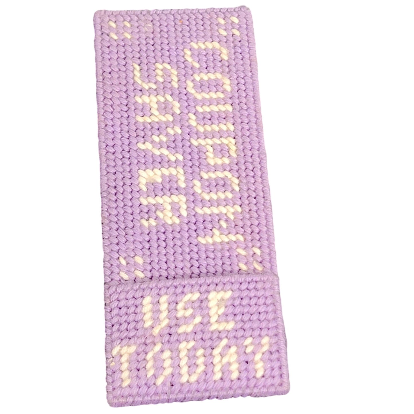 Vintage Coupon Saver Envelope Wallet Plastic Canvas Yarn Mesh Purple White Retro