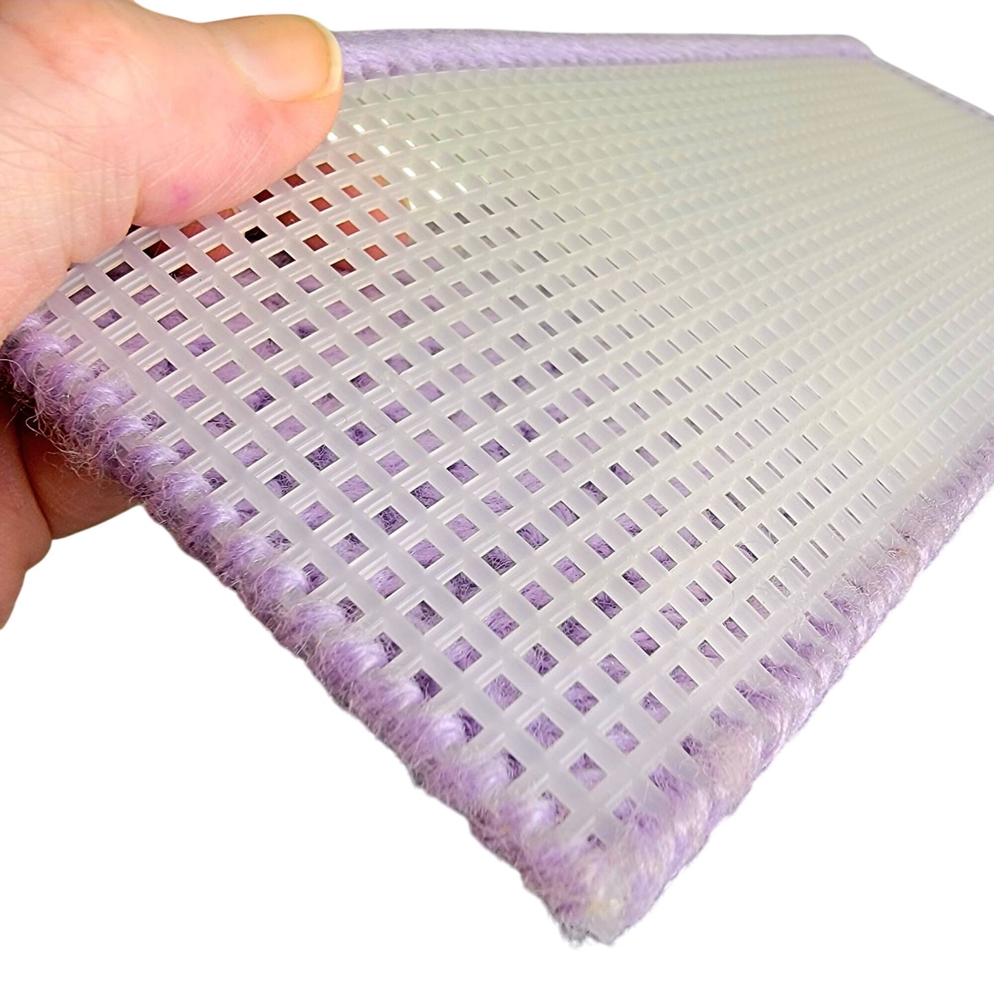 Vintage Coupon Saver Envelope Wallet Plastic Canvas Yarn Mesh Purple White Retro