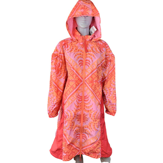 Farm Rio x Adidas Colorful Hooded Jacket Women Small Windbreaker Orange Coral New Tags