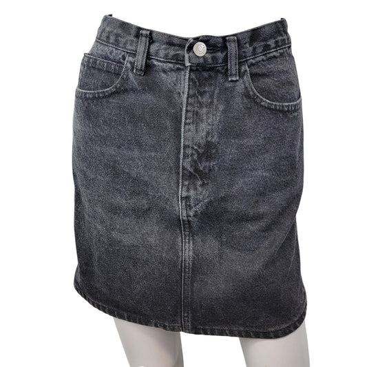 Vintage 80s Black Denim Mini Skirt Women 4 Casual High Rise Jean Party Western