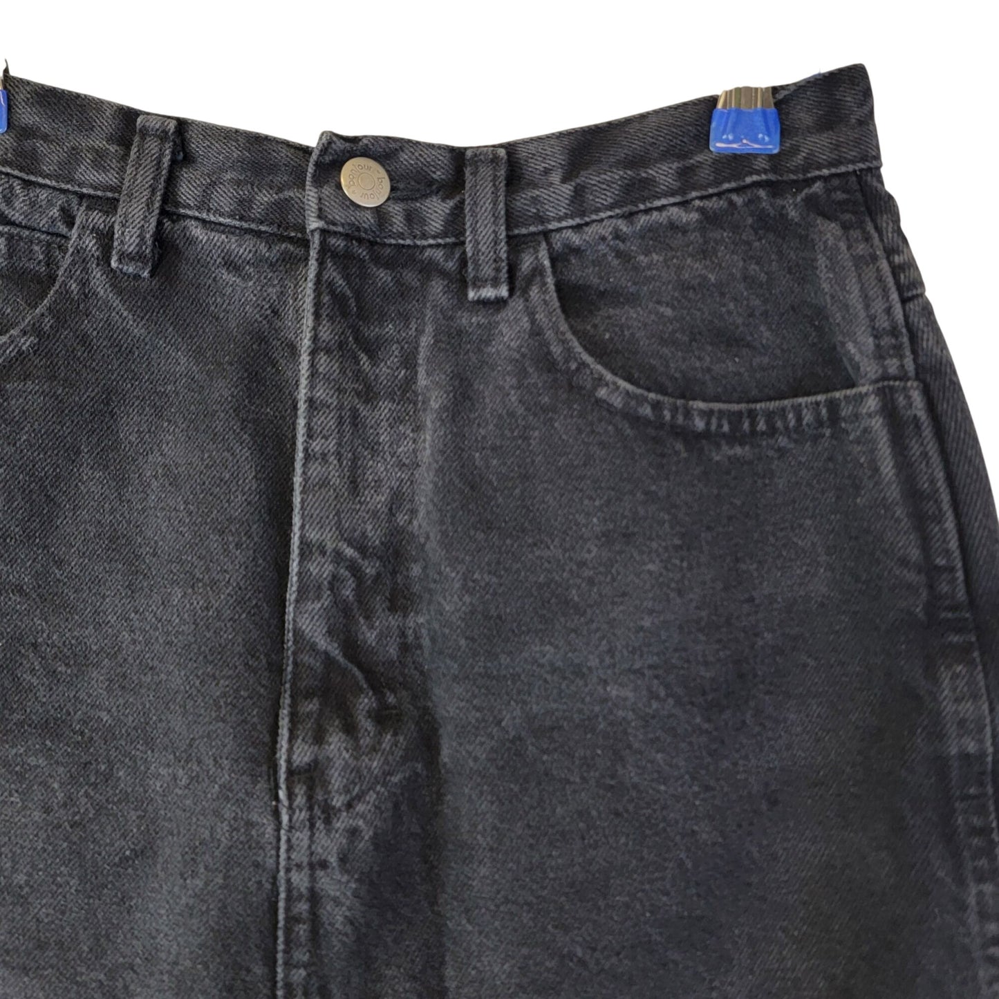 Vintage 80s Black Denim Mini Skirt Women 4 Casual High Rise Jean Party Western