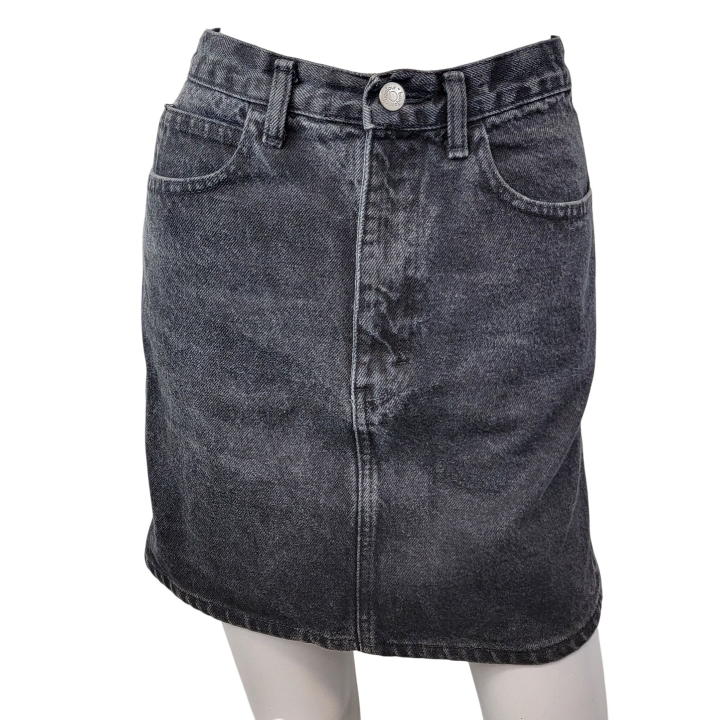 Vintage 80s Black Denim Mini Skirt Women 4 Casual High Rise Jean Party Western