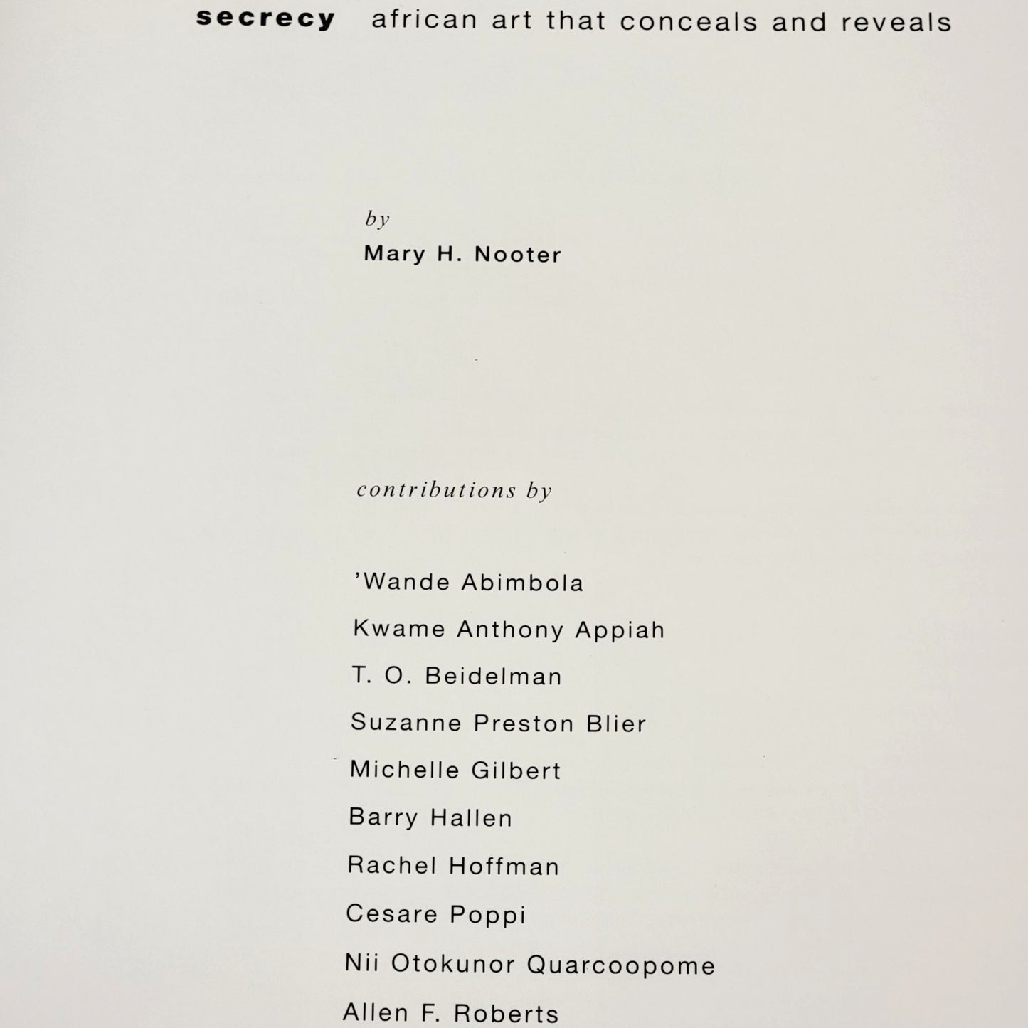 Vintage 1993 Hardcover Coffee Table Book Secrecy African Art That Conceals Reveals Museum Exhibition Mary Nooter