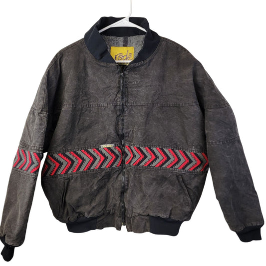 Rode Walker Vintage 90s Blanket Lined Western Jacket Men XL Red Black Outdoors Aztec