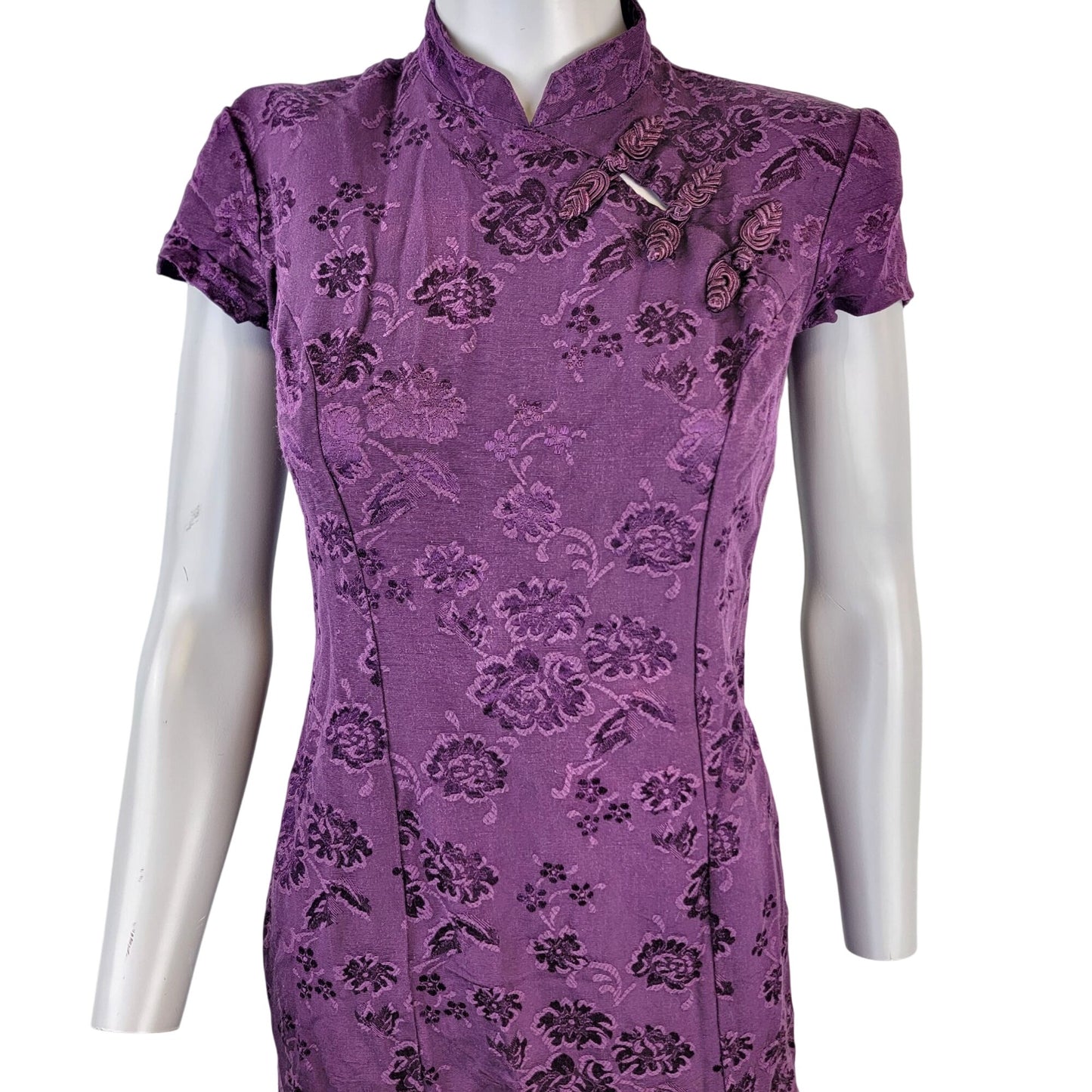 Rampage Vintage 90s Y2k Asian Midi Dress Women 5 Small Purple Floral Formal Fall