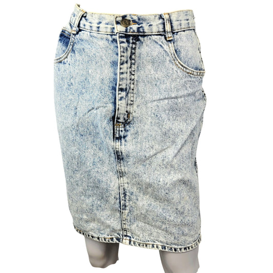 Vintage 80s Denim Mini Skirt Women Small 4 Light Wash Casual High Rise Blue Jean
