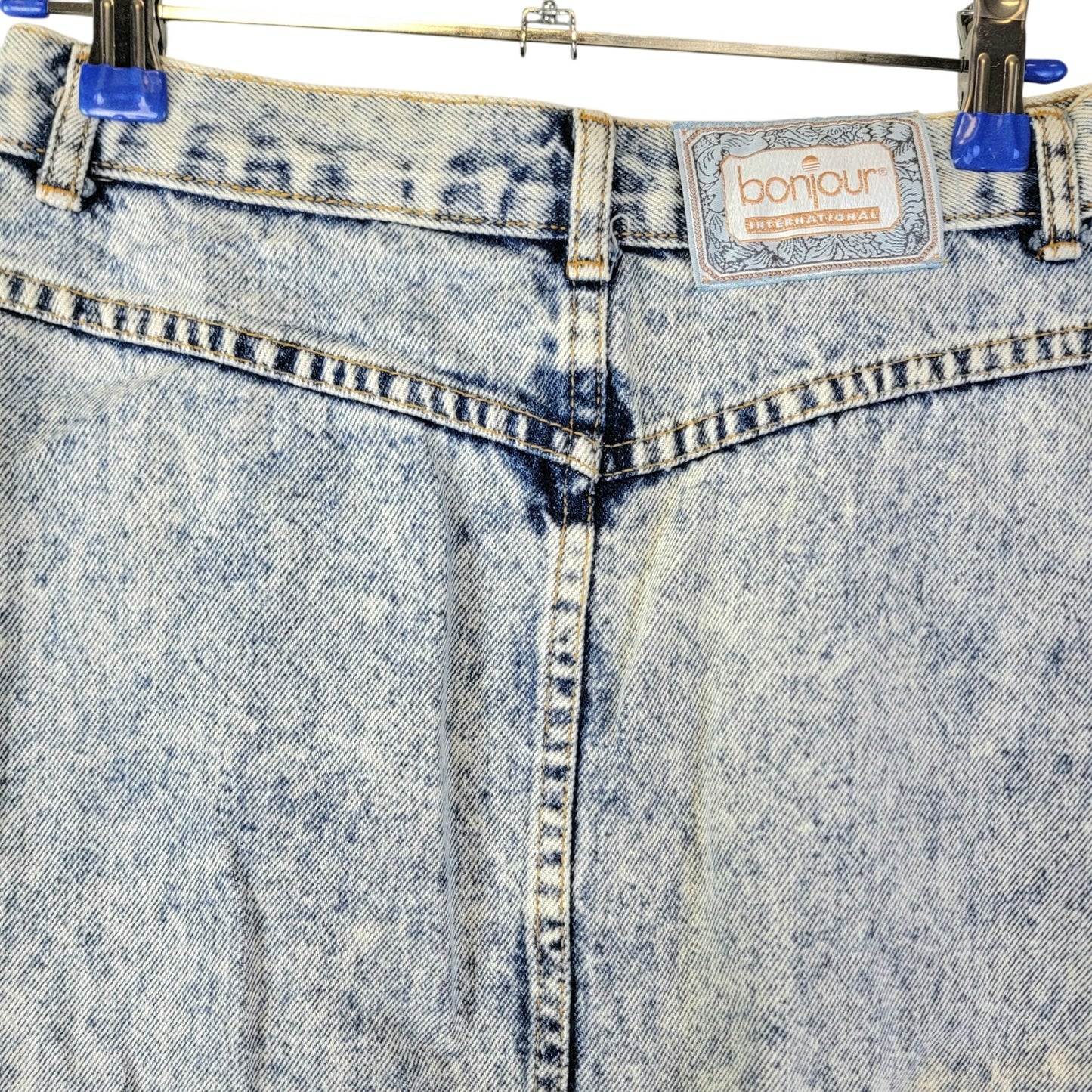 Vintage 80s Denim Mini Skirt Women Small 4 Light Wash Casual High Rise Blue Jean
