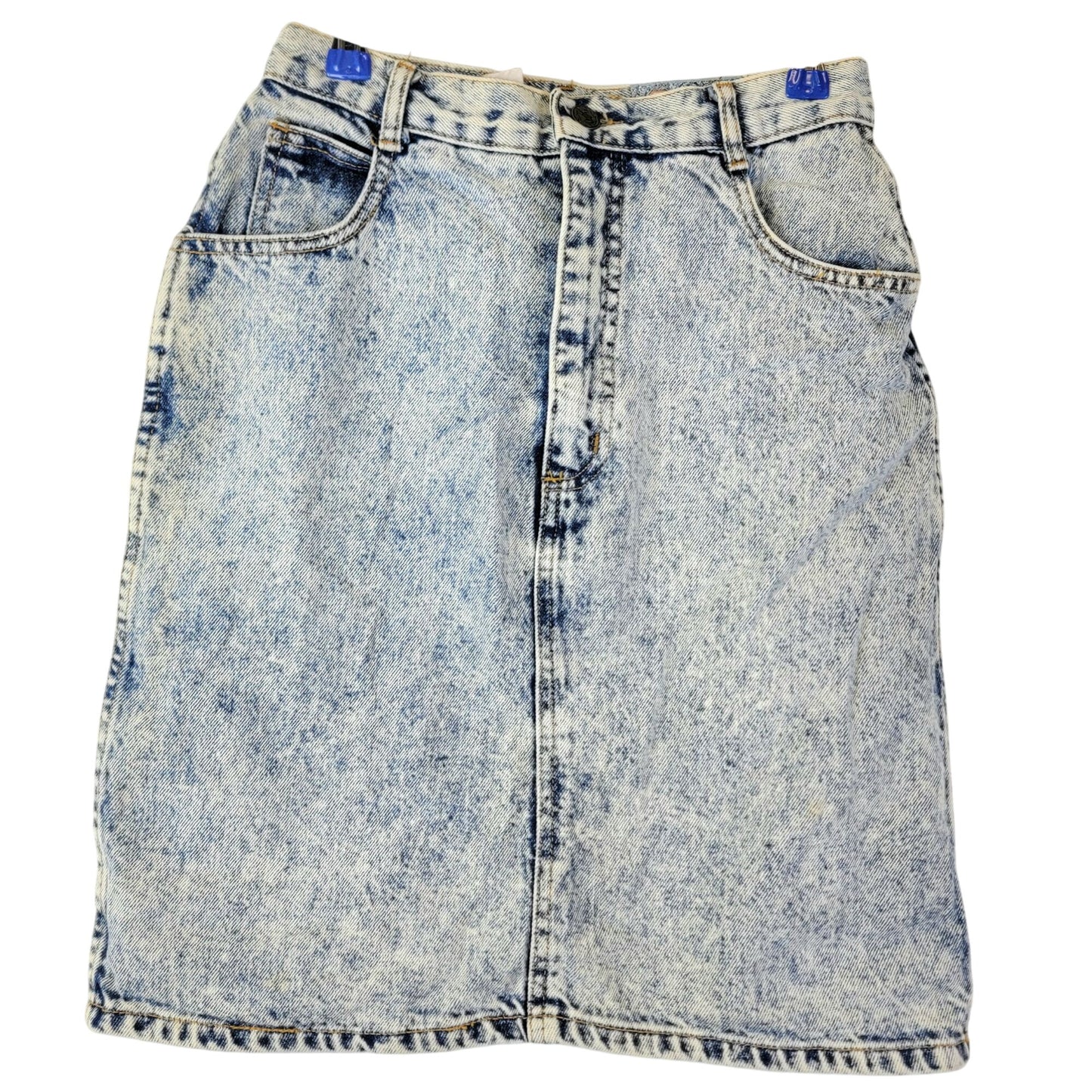 Vintage 80s Denim Mini Skirt Women Small 4 Light Wash Casual High Rise Blue Jean