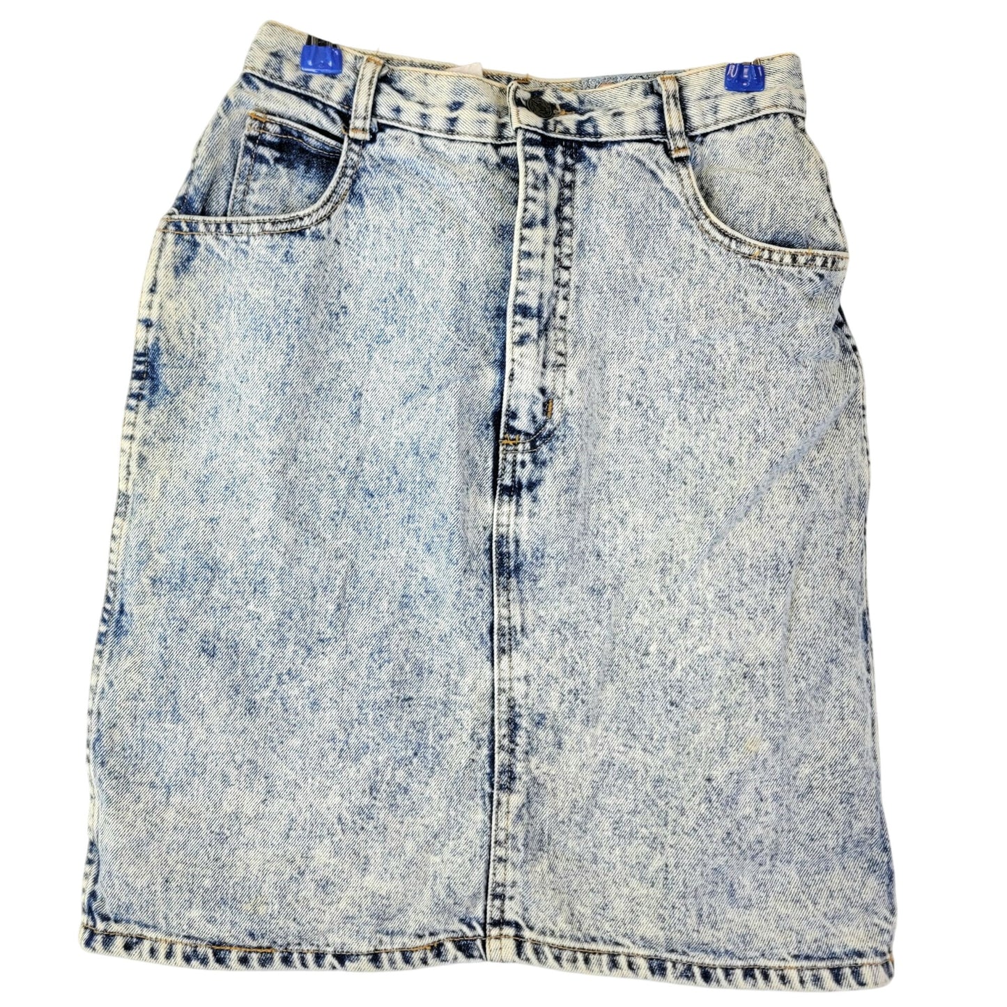 Vintage 80s Denim Mini Skirt Women Small 4 Light Wash Casual High Rise Blue Jean