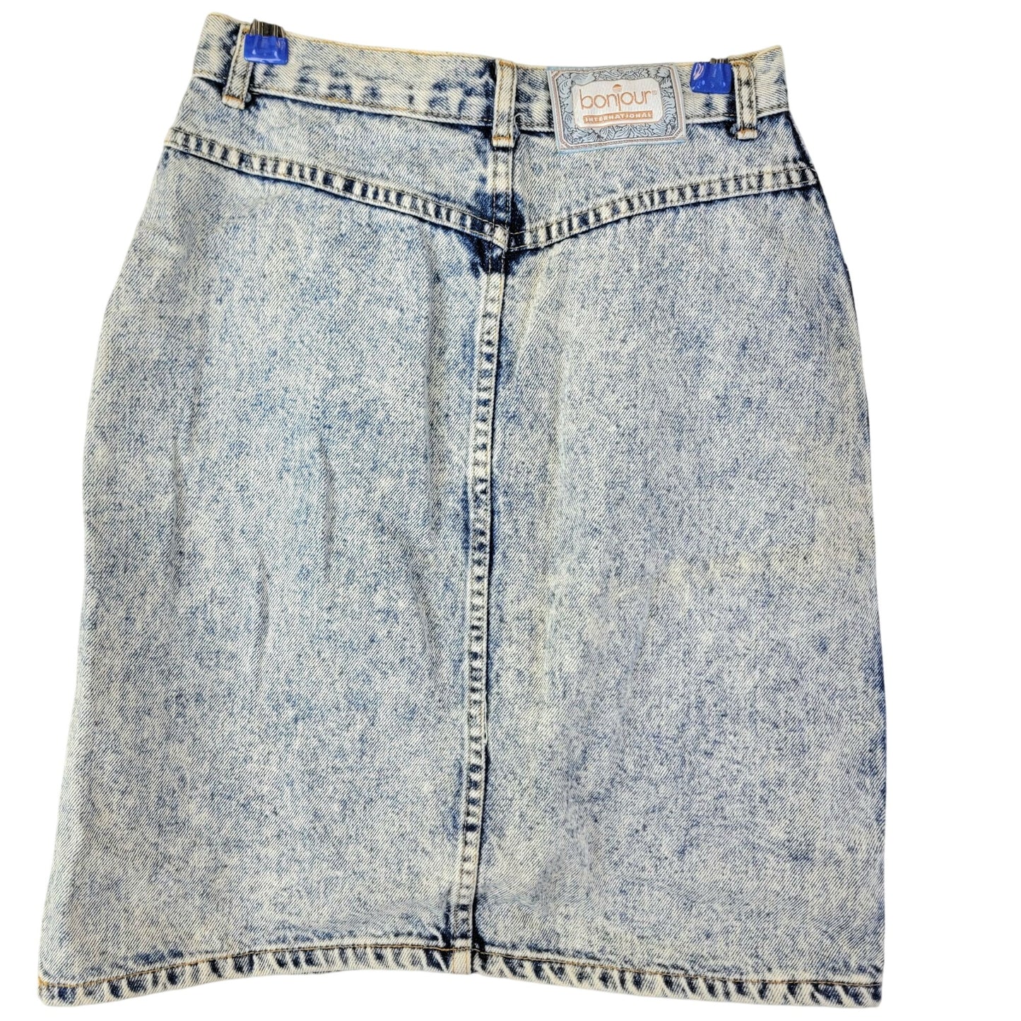 Vintage 80s Denim Mini Skirt Women Small 4 Light Wash Casual High Rise Blue Jean