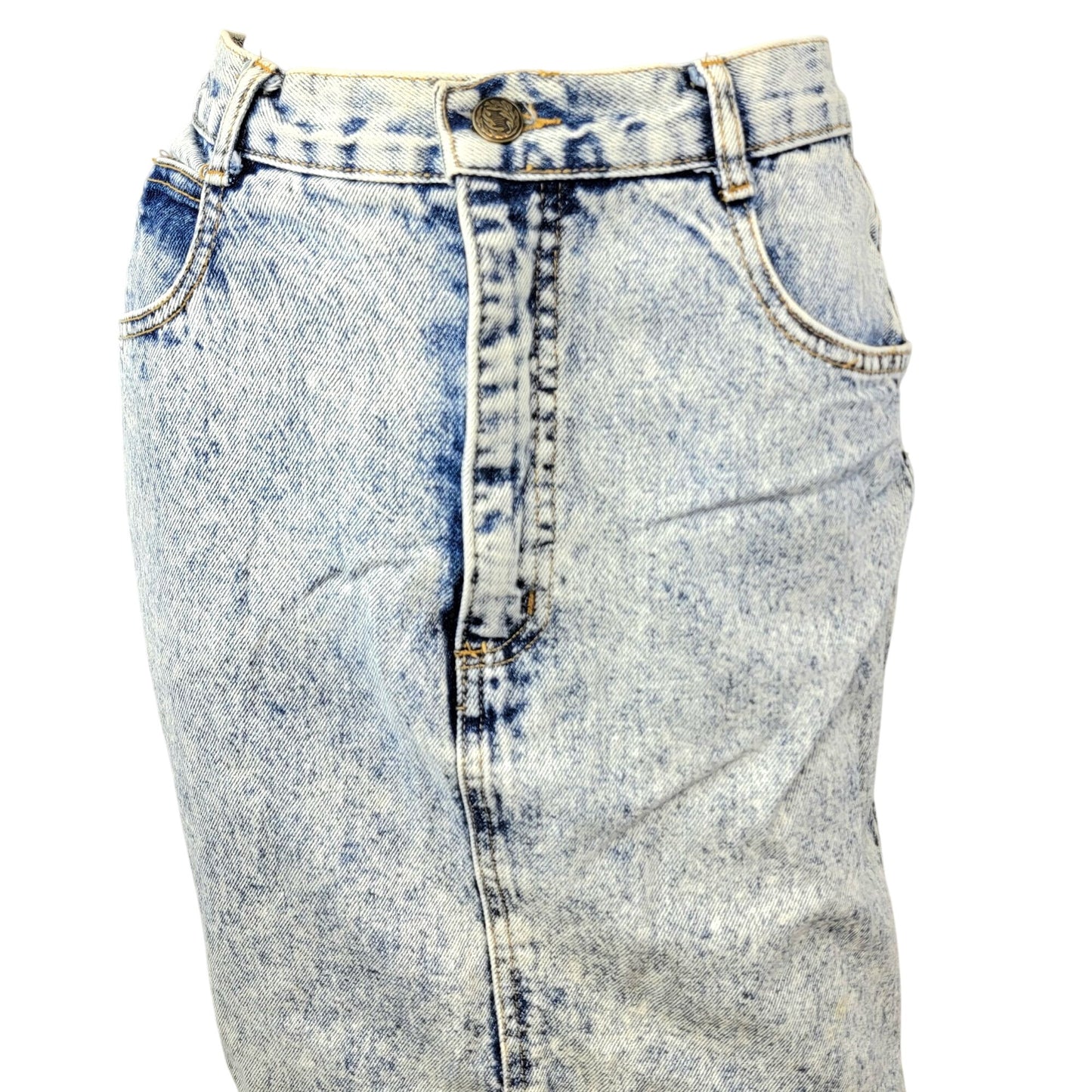 Vintage 80s Denim Mini Skirt Women Small 4 Light Wash Casual High Rise Blue Jean