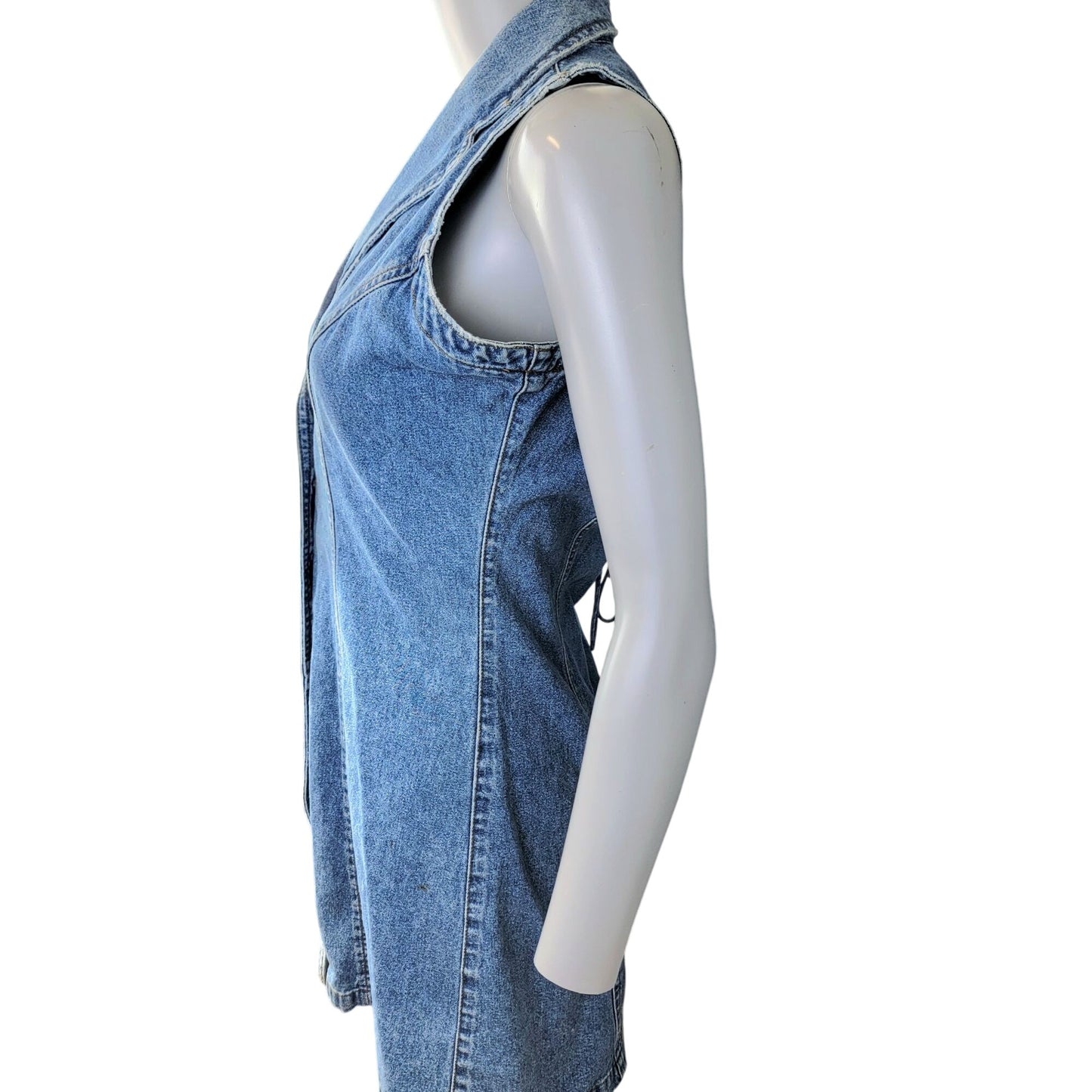 Squeeze Jeans Vintage 90s Denim Mini Dress Women Small Lace Up Button Sexy Retro