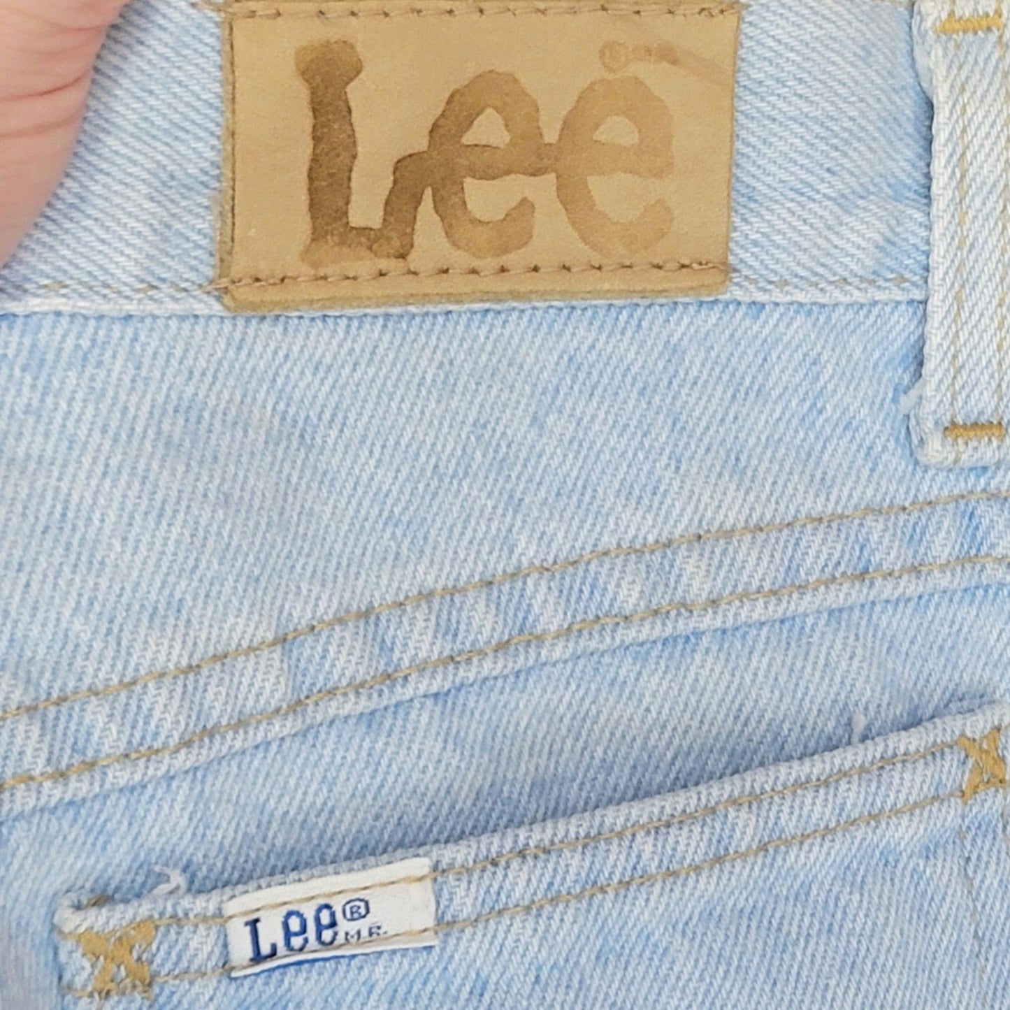 Lee Jeans 27 X 30 Vintage 90s Light Wash Denim High Rise Straight Leg Child 16