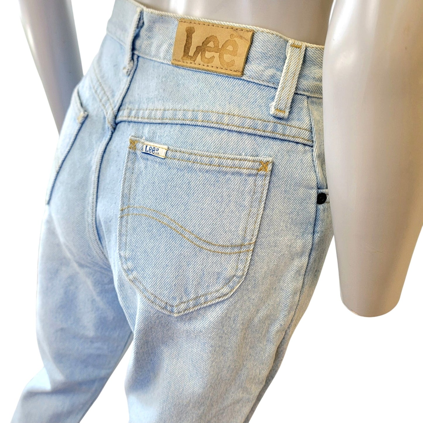Lee Jeans 27 X 30 Vintage 90s Light Wash Denim High Rise Straight Leg Child 16