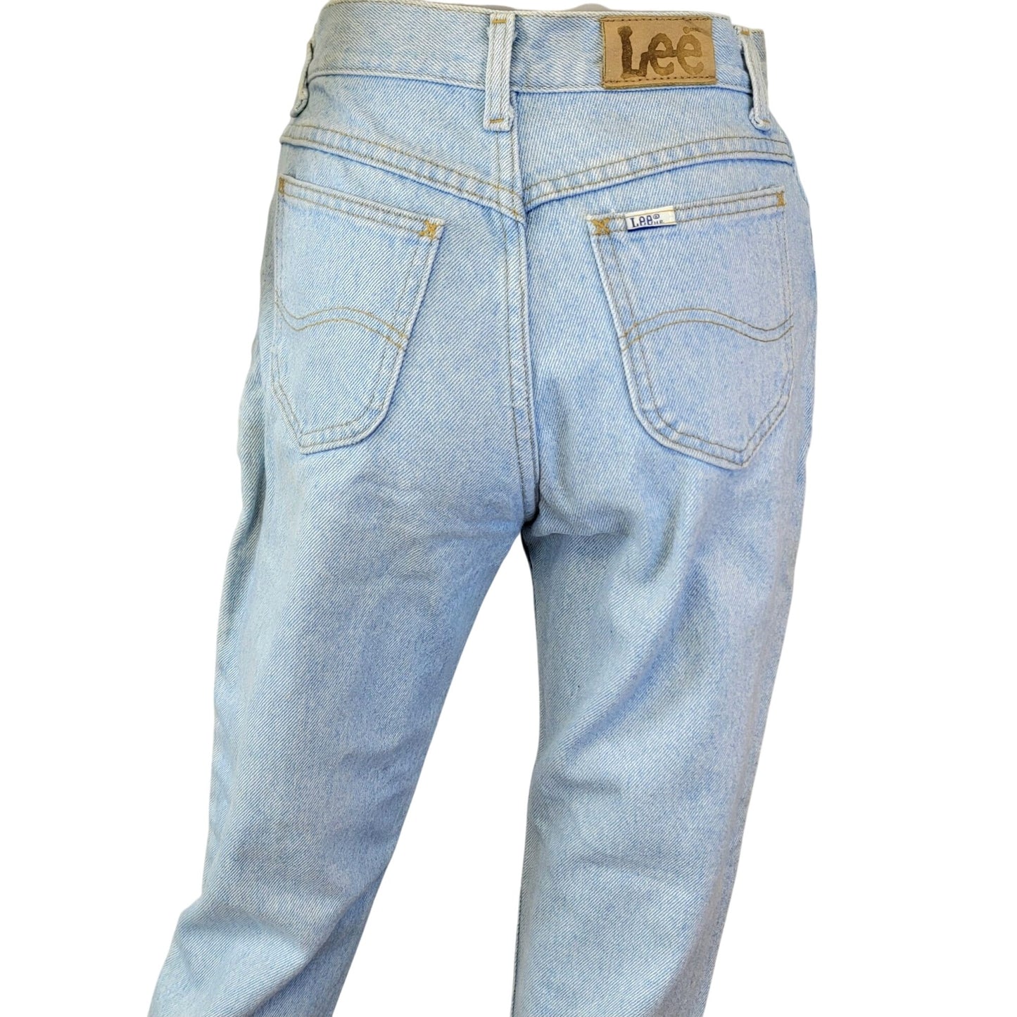 Lee Jeans 27 X 30 Vintage 90s Light Wash Denim High Rise Straight Leg Child 16