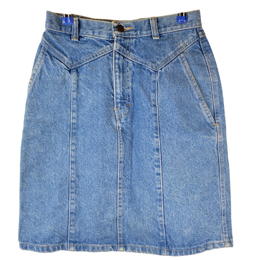 Vintage 80s Denim Mini Skirt Women Small 4 Light Wash Casual High Rise Blue Jean