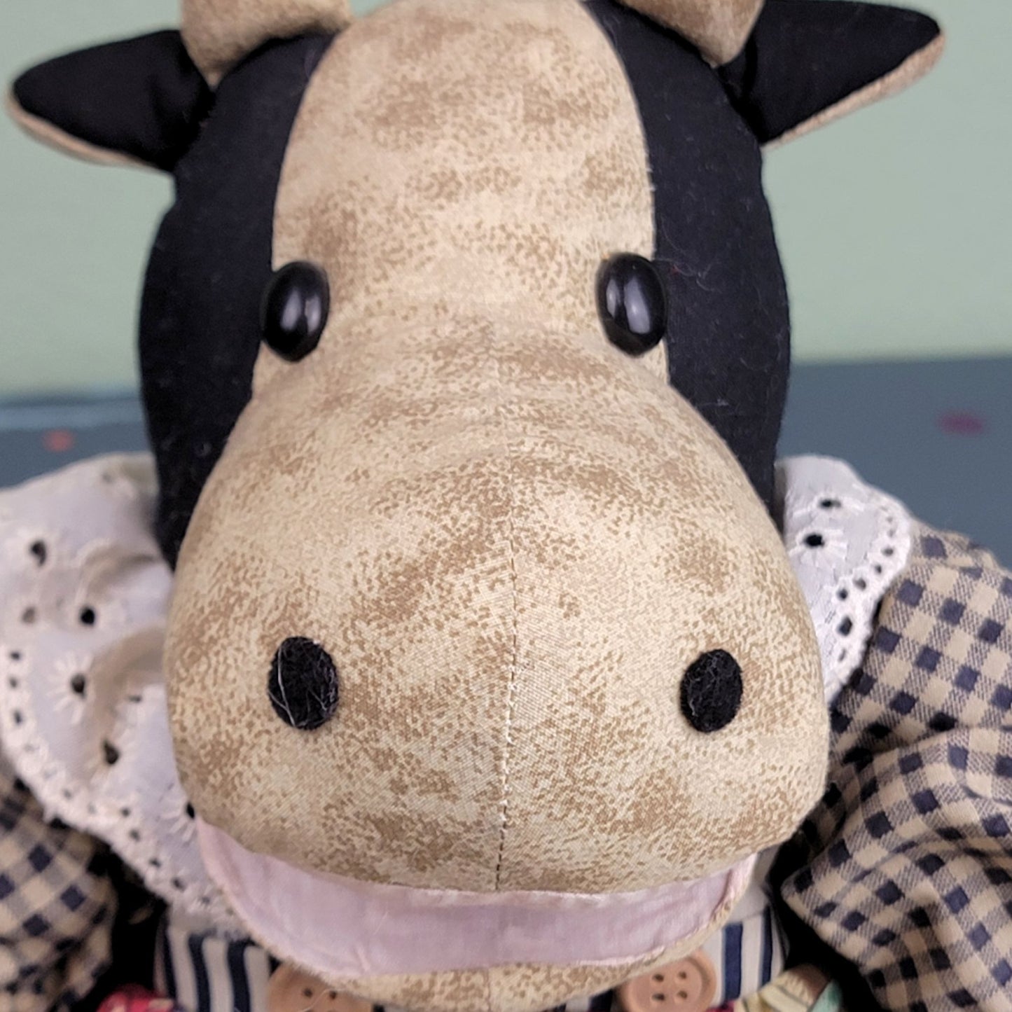 Music Playing Vintage 80s Handmade Cow Stuffed Animal Farm Home Deco