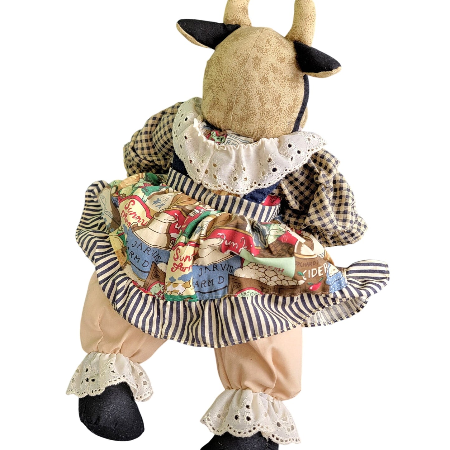 Music Playing Vintage 80s Handmade Cow Stuffed Animal Farm Home Deco