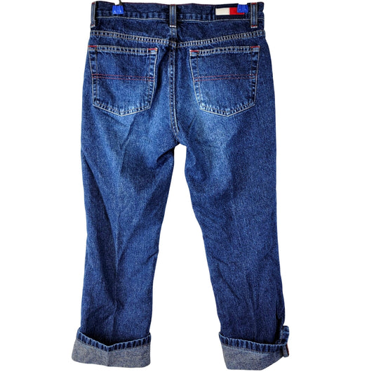 Tommy Hilfiger Jeans Vintage Y2K Women 5 28 Straight Leg Capris Crop Dark Denim