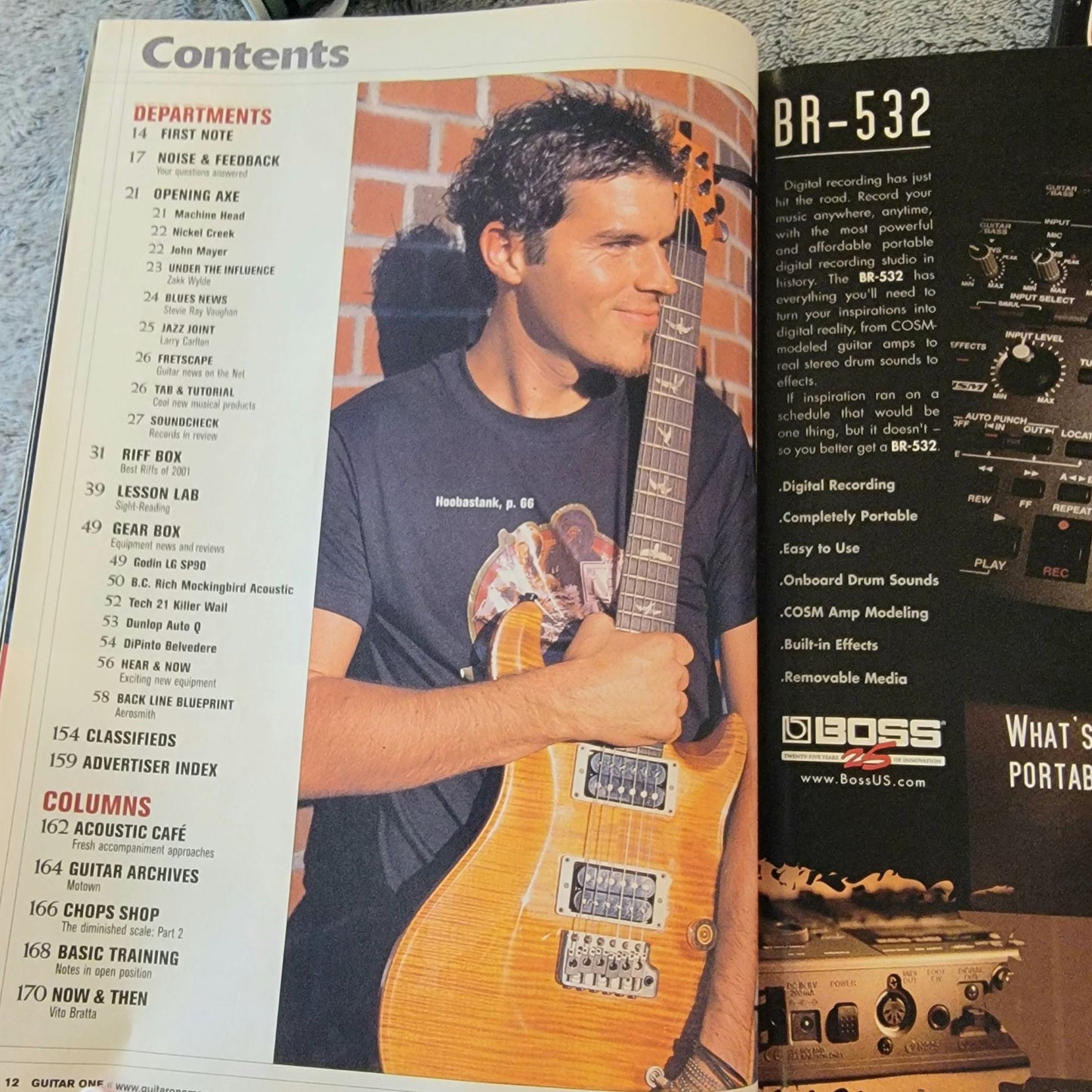 Guitar One Vintage 2002 Magazine Lot of 2 Y2K Rock Music Sheets