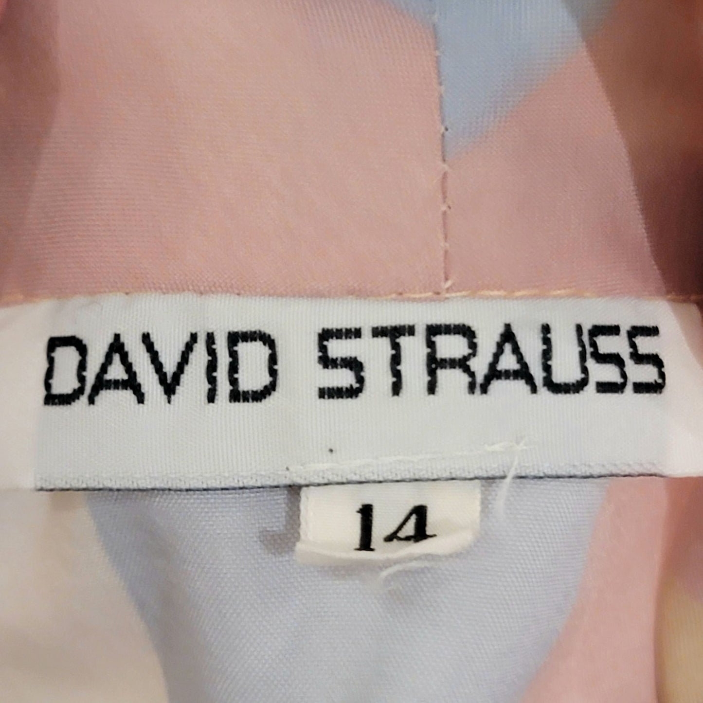Vintage 70s Stripe Blouse Shirt Women 14 Pink Blue Retro Top