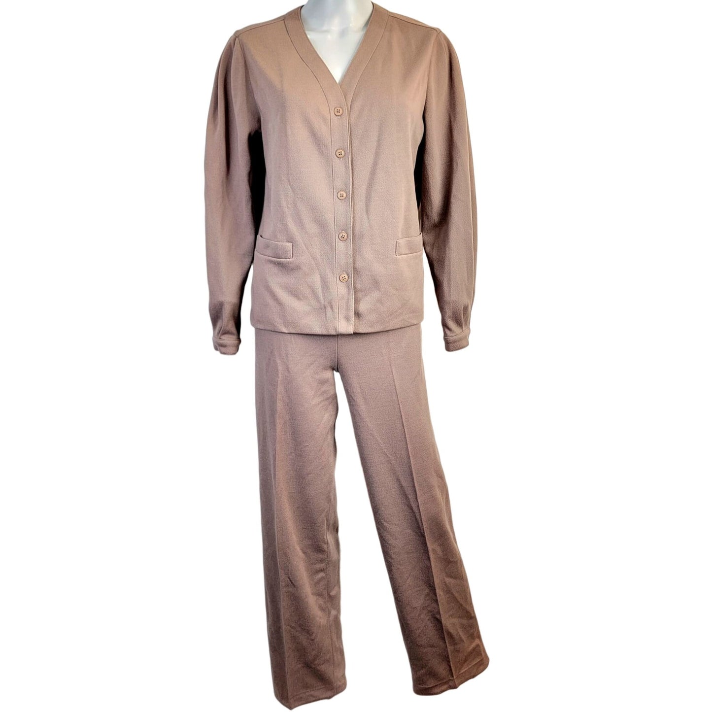 Vintage 70s Suit Women Large 14 Brown Jacket High Rise Straight Pants